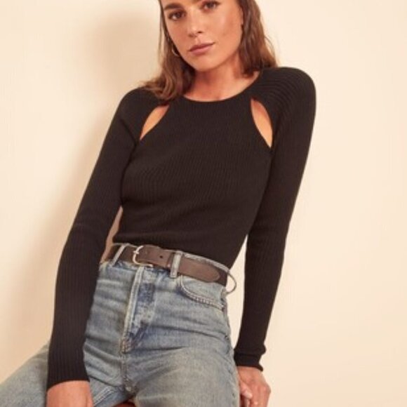 Reformation Basilica Cashmere Sweater in Black size M NWT - Picture 1 of 7